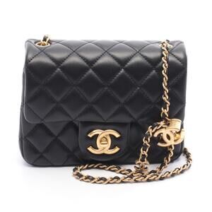 Chanel Flap Bag Matelasse Shoulder Leather Black